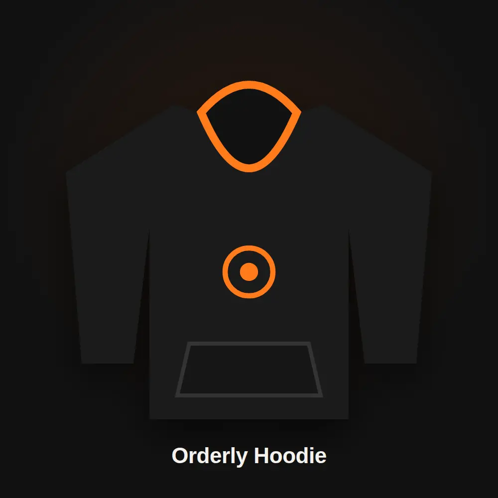 Orderly Hoodie, Black and Orange